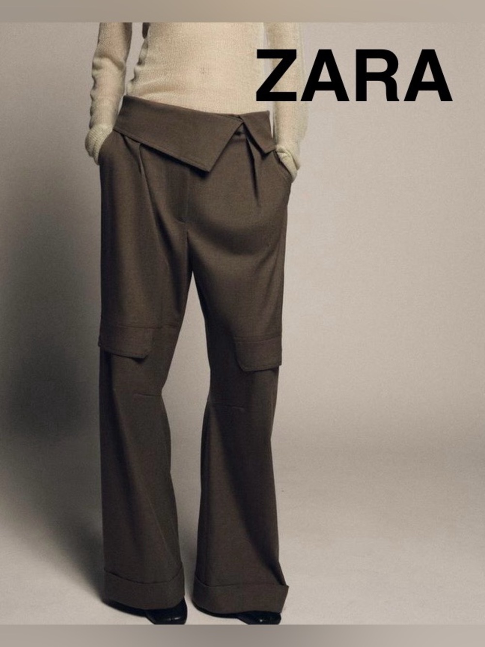 ZARA Cargo Pants with Cuffed Waist - Size L - NEW - Picture 4 of 5